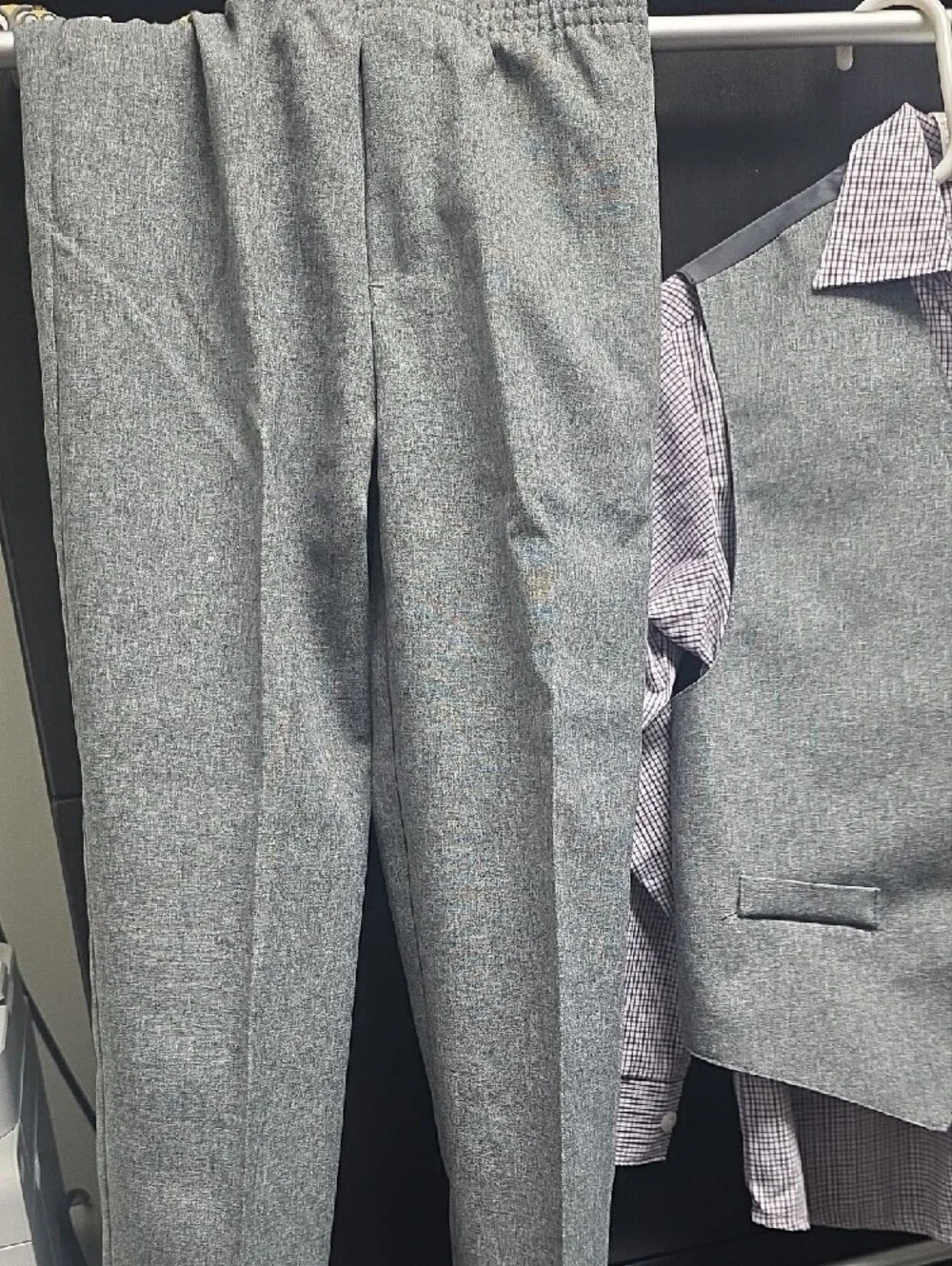 Vineyard Vines Gray Boys' Dress Vest, Pants & Check Shirt